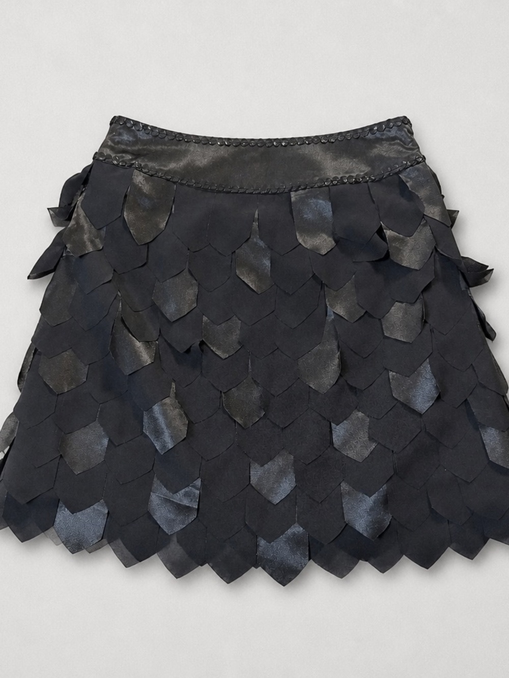 Black Petal-Detail Mini Skirt